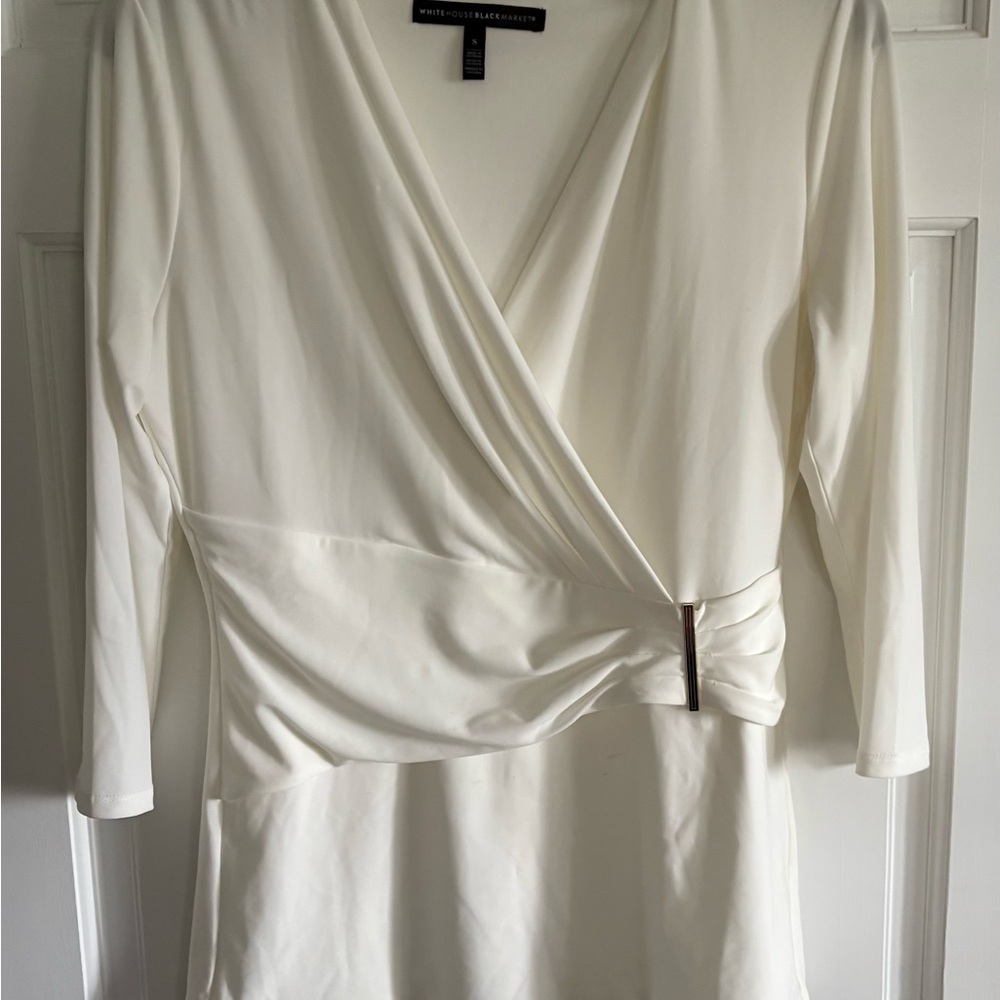 White House Black Market Ivory top with gold accent